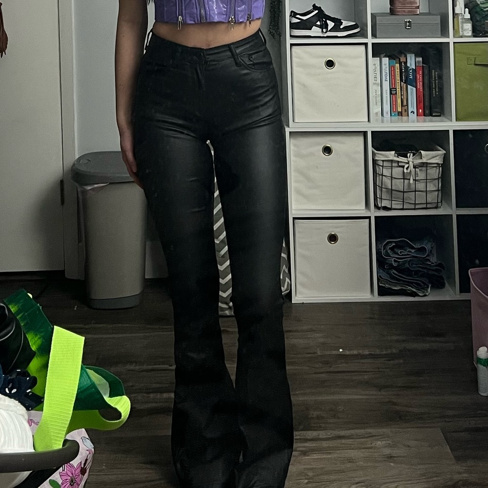 Addicted, black, fake leather pants